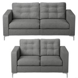 Furnishings For Less UK Smart Hackney Fabric Sofa Suite Formal 3 Seater & 2 Seater Saphire Blue or Pewter Grey in Charcoal