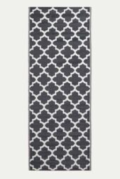 Homescapes Luxury Outdoor Rug Waterproof Reversible, Black Nola Geometric - Size: 75 cm x 200 cm - thumbnail 1