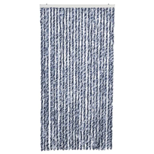 Berkfield Home Insect Curtain Blue, White & Silver 100x220 cm Chenille - image 1