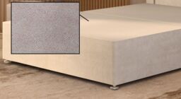 Somnior Chambery Divan Bed Frame with Floor Standing Headboard Plush Velvet in Ivory - Size: Small Single - thumbnail 4