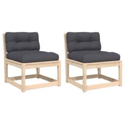 Berkfield Home Garden Sofas with Cushions 2pcs Solid Wood Pine in Light Tan
