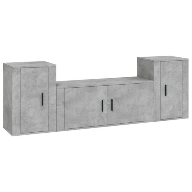 Berkfield Home 3 Piece TV Cabinet Set Concrete Grey Engineered Wood - image 1
