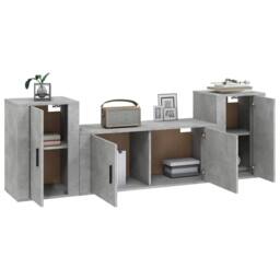 Berkfield Home 3 Piece TV Cabinet Set Concrete Grey Engineered Wood - thumbnail 3