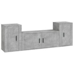 Berkfield Home 3 Piece TV Cabinet Set Concrete Grey Engineered Wood - thumbnail 1