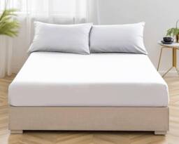Homes-Linen Non Iron Polycotton Fitted Sheet 25cm Deep Easy Care Percale in White - Size: Single - thumbnail 2