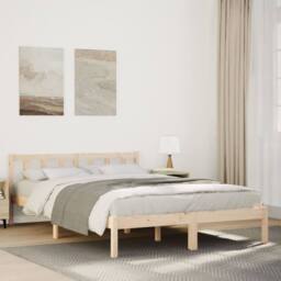 Berkfield Home Extra Long Bed Frame without Mattress 140x210 cm Solid Wood Pine in Light Tan - thumbnail 2