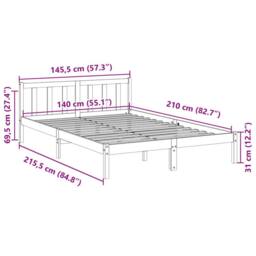 Berkfield Home Extra Long Bed Frame without Mattress 140x210 cm Solid Wood Pine in Light Tan - thumbnail 9