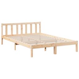 Berkfield Home Extra Long Bed Frame without Mattress 140x210 cm Solid Wood Pine in Light Tan - thumbnail 3