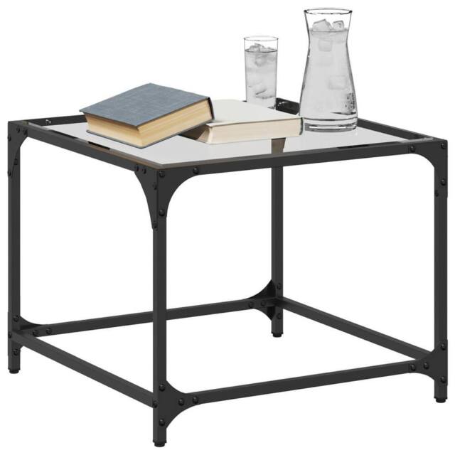 Berkfield Home Modern Coffee Tables with Transparent Glass Top 2 pcs 50x50x40 cm - Size: 50 x 50 x 40 cm - image 1