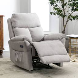 Fascinate Recliner Chair - Grey Micro-Suede Fabric, Manual Recline, Side Pocket - thumbnail 3