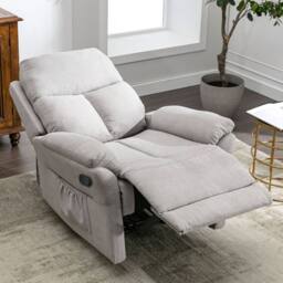 Fascinate Recliner Chair - Grey Micro-Suede Fabric, Manual Recline, Side Pocket - thumbnail 5