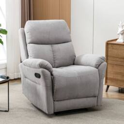 Fascinate Recliner Chair - Grey Micro-Suede Fabric, Manual Recline, Side Pocket - thumbnail 2