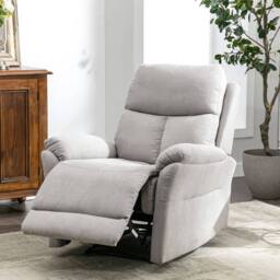 Fascinate Recliner Chair - Grey Micro-Suede Fabric, Manual Recline, Side Pocket - thumbnail 8