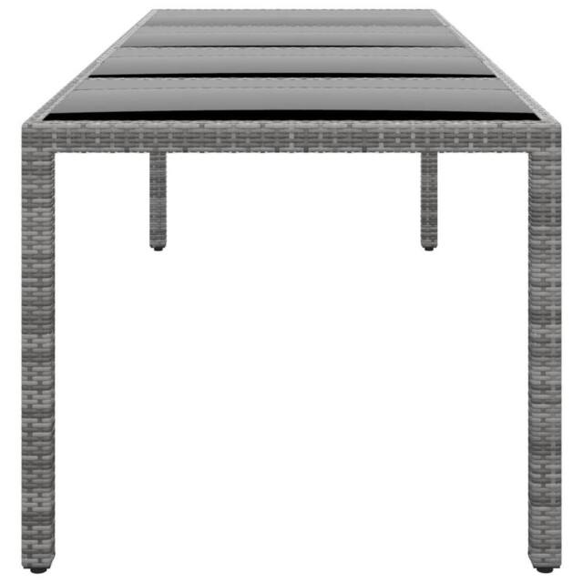 Berkfield Home Garden Table 250x100x75 cm Tempered Glass & Poly Rattan Grey - Size: 250 x 100 x 75 cm - image 1