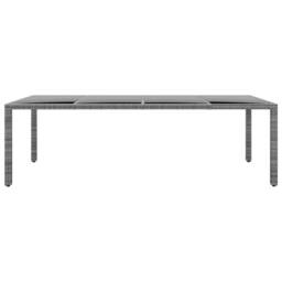 Berkfield Home Garden Table 250x100x75 cm Tempered Glass & Poly Rattan Grey - Size: 250 x 100 x 75 cm - thumbnail 3