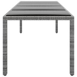 Berkfield Home Garden Table 250x100x75 cm Tempered Glass & Poly Rattan Grey - Size: 250 x 100 x 75 cm - thumbnail 1