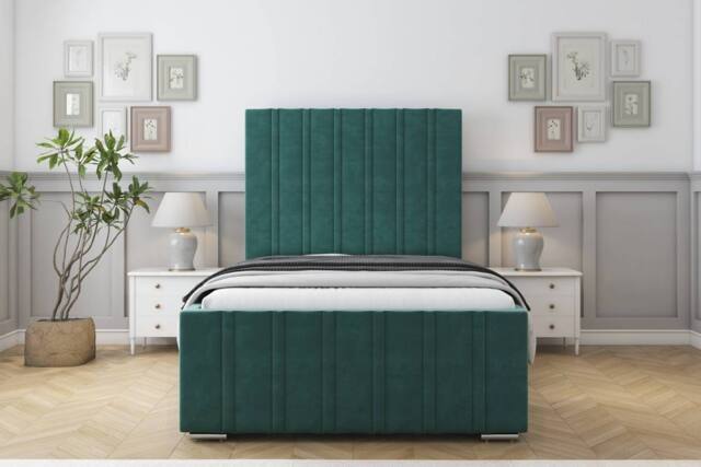"Sloomy Radcliffe Plush Frame-Mattress - 50"" Upholstered Headboard in Emerald - Size: King" - image 1