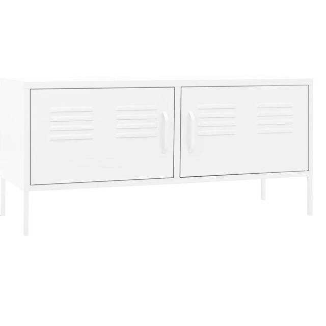 Berkfield Home TV Cabinet White 105x35x50 cm Steel - Size: 105 x 35 x 50 cm - image 1