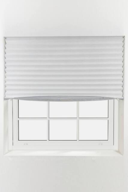 Furnished Stick On Blackout Blinds - No Drill Removable Portable Pleated Shades in White - Size: 85 cm width x 150 cm drop - image 1