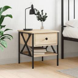 Berkfield Home Bedside Table Sonoma Oak 40x42x45 cm Engineered Wood in Brown - Size: 40 x 42 x 45 cm - thumbnail 2