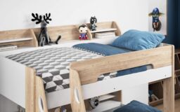 Flair Flick Triple Bunk Bed with Storage in Light Oak - Size: Single - thumbnail 3