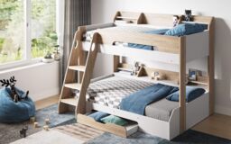 Flair Flick Triple Bunk Bed with Storage in Light Oak - Size: Single - thumbnail 1