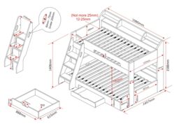 Flair Flick Triple Bunk Bed with Storage in Light Oak - Size: Single - thumbnail 5