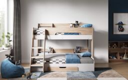 Flair Flick Triple Bunk Bed with Storage in Light Oak - Size: Single - thumbnail 2