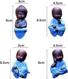 Marco Paul Mini Sitting Lucky Buddha Ornaments Set of 4 in Blue - thumbnail 2