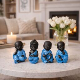 Marco Paul Mini Sitting Lucky Buddha Ornaments Set of 4 in Blue - thumbnail 8