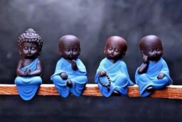 Marco Paul Mini Sitting Lucky Buddha Ornaments Set of 4 in Blue