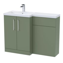 Balterley Bathroom Vanity Basin & WC Unit Left Hand Satin Green 1100mm x 390mm