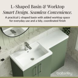 Balterley Bathroom Vanity Basin & WC Unit Left Hand Satin Green 1100mm x 390mm - thumbnail 7