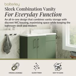 Balterley Bathroom Vanity Basin & WC Unit Left Hand Satin Green 1100mm x 390mm - thumbnail 2