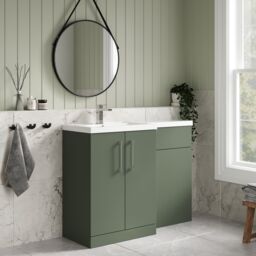 Balterley Bathroom Vanity Basin & WC Unit Left Hand Satin Green 1100mm x 390mm - thumbnail 4