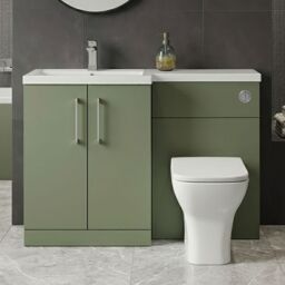 Balterley Bathroom Vanity Basin & WC Unit Left Hand Satin Green 1100mm x 390mm - thumbnail 9