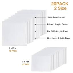 SPETLEK 20 Pack Canvas Set-White Painting for Acrylic, Oil & Watercolor Artist in White