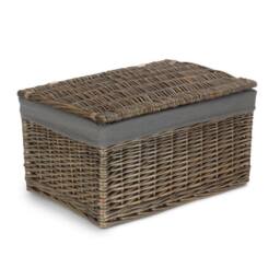 Red Hamper Set of 3 Small Antique Wash Cotton Lined Storage Basket in Grey - thumbnail 3