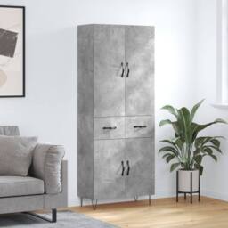 Berkfield Home Highboard Concrete Grey 69.5x34x180 cm Engineered Wood - thumbnail 2