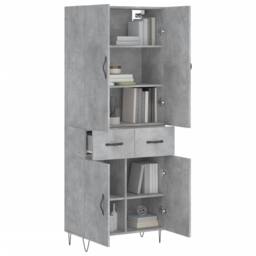Berkfield Home Highboard Concrete Grey 69.5x34x180 cm Engineered Wood - thumbnail 3