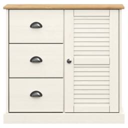 Berkfield Home Sideboard with Drawers VIGO 78x40x75 cm White Solid Wood Pine - Size: 78 x 40 x 75 cm - thumbnail 5