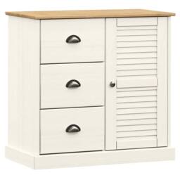 Berkfield Home Sideboard with Drawers VIGO 78x40x75 cm White Solid Wood Pine - Size: 78 x 40 x 75 cm - thumbnail 2