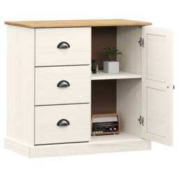 Berkfield Home Sideboard with Drawers VIGO 78x40x75 cm White Solid Wood Pine - Size: 78 x 40 x 75 cm - thumbnail 3
