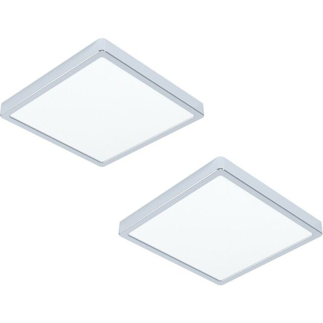 Loops 2 PACK Wall Flush Ceiling Light Colour Chrome Shade White Plastic Bulb LED 20W - image 1