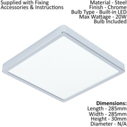 Loops 2 PACK Wall Flush Ceiling Light Colour Chrome Shade White Plastic Bulb LED 20W - thumbnail 2