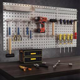 SPETLEK Wall Mount Pegboard System 3 Panel Tool Storage in Silver - Size: 10000mm x 520mm - thumbnail 5