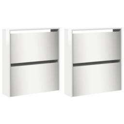 Berkfield Home Shoe Cabinet with Mirror 4-Layer High Gloss White 63x17x134 cm - Size: 63 x 17 x 134 cm - thumbnail 6