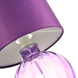 Happy Homewares Contemporary Ribbed Glass Table Lamp with Velvet Fabric Shade in Purple - thumbnail 6