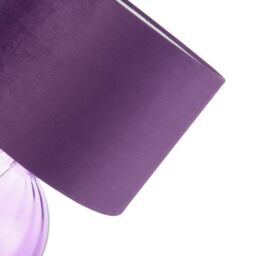 Happy Homewares Contemporary Ribbed Glass Table Lamp with Velvet Fabric Shade in Purple - thumbnail 3
