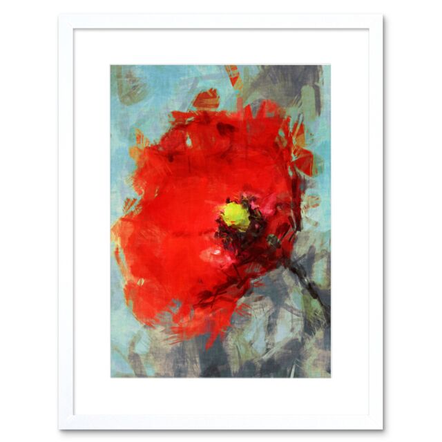 "Artery8 Wall Art Print Bright Poppy Sketch Painting Art Black Framed 9x7 inch in White - Size: W7"" x H9""" - image 1